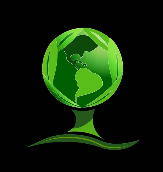 Abstrakt grönskande träd med jorden världen världen, symbol — Stock vektor