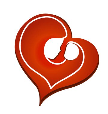 Anne ve oğlu ile soyut kalp. Vektör logo simge