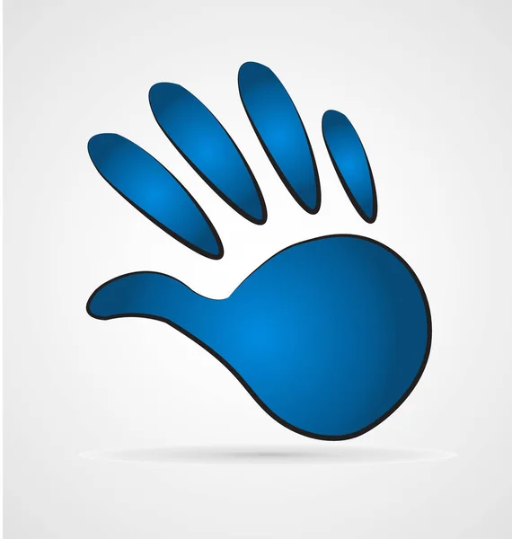 Blue human hand print vector logo — Stock Vector