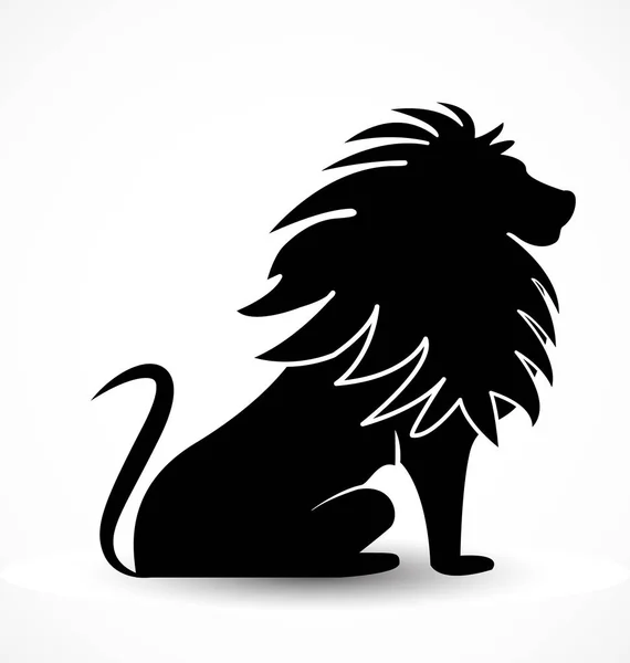 Величественный лев, символ черного силуэта — стоковый вектор