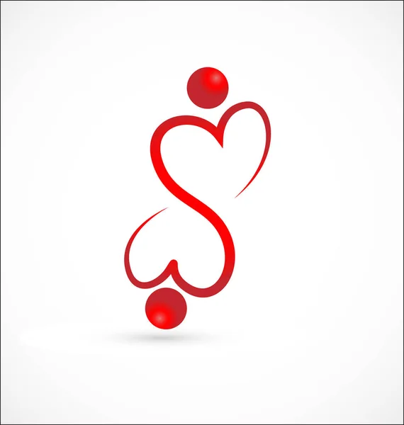 Coeur partenariat gens ensemble. Logo vectoriel symbole d'amour — Image vectorielle