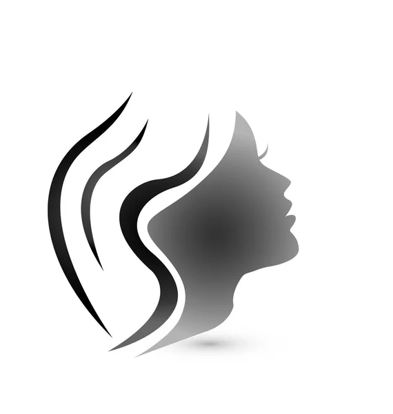 Mujer Estilo Pelo Silueta Logo Vector Diseño Ilustración — Vector de stock
