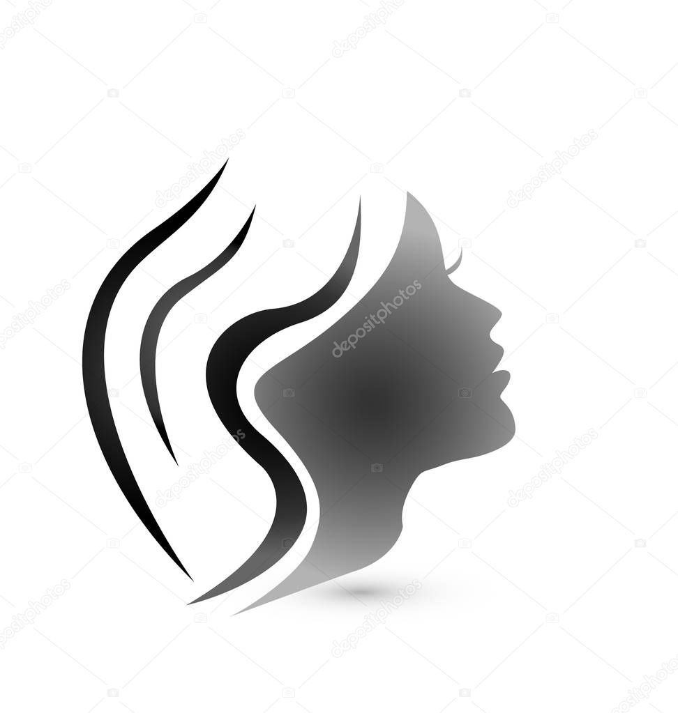 Woman Hair style Silhouette logo vector design illustration