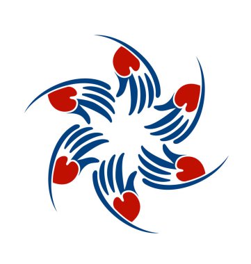 Sevgi dolu bakım vektör logo eller