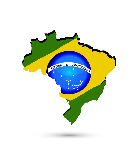 Brasil mapa y bandera, icono símbolo — Vector de stock