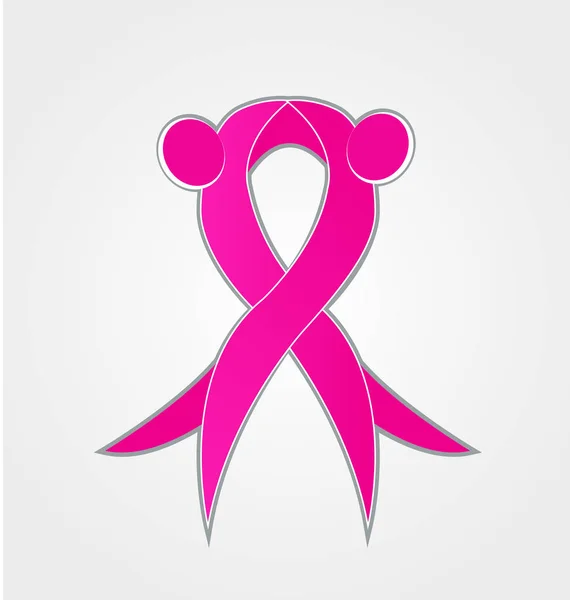 乳癌意识, 粉红丝带抽象图标 — 图库矢量图片