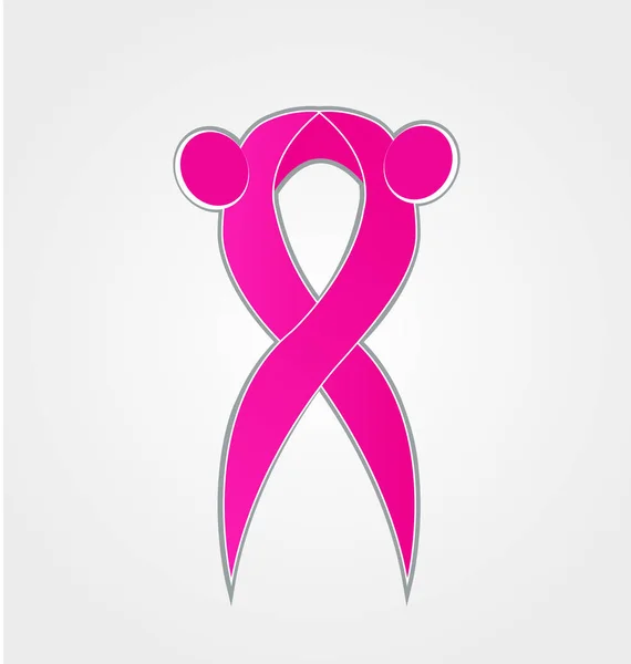 유 방 암 인식, 핑크 리본 추상 아이콘 — 스톡 벡터