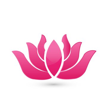 Pembe lotus simge vektör logo yapraklar