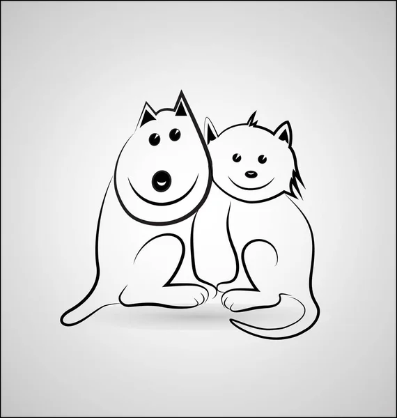 Šťastný Pes Kočka Kreslené Ikony Designu Obrázek Vektor — Stockový vektor