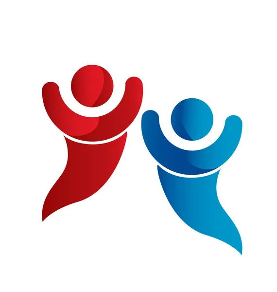 Personaggi d'affari rossi e blu figure icona — Vettoriale Stock