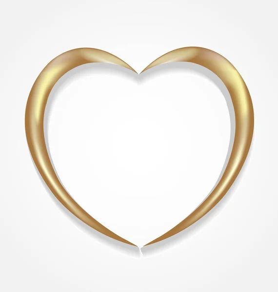Zlaté srdce spletitý osnovy ikona — Stockový vektor