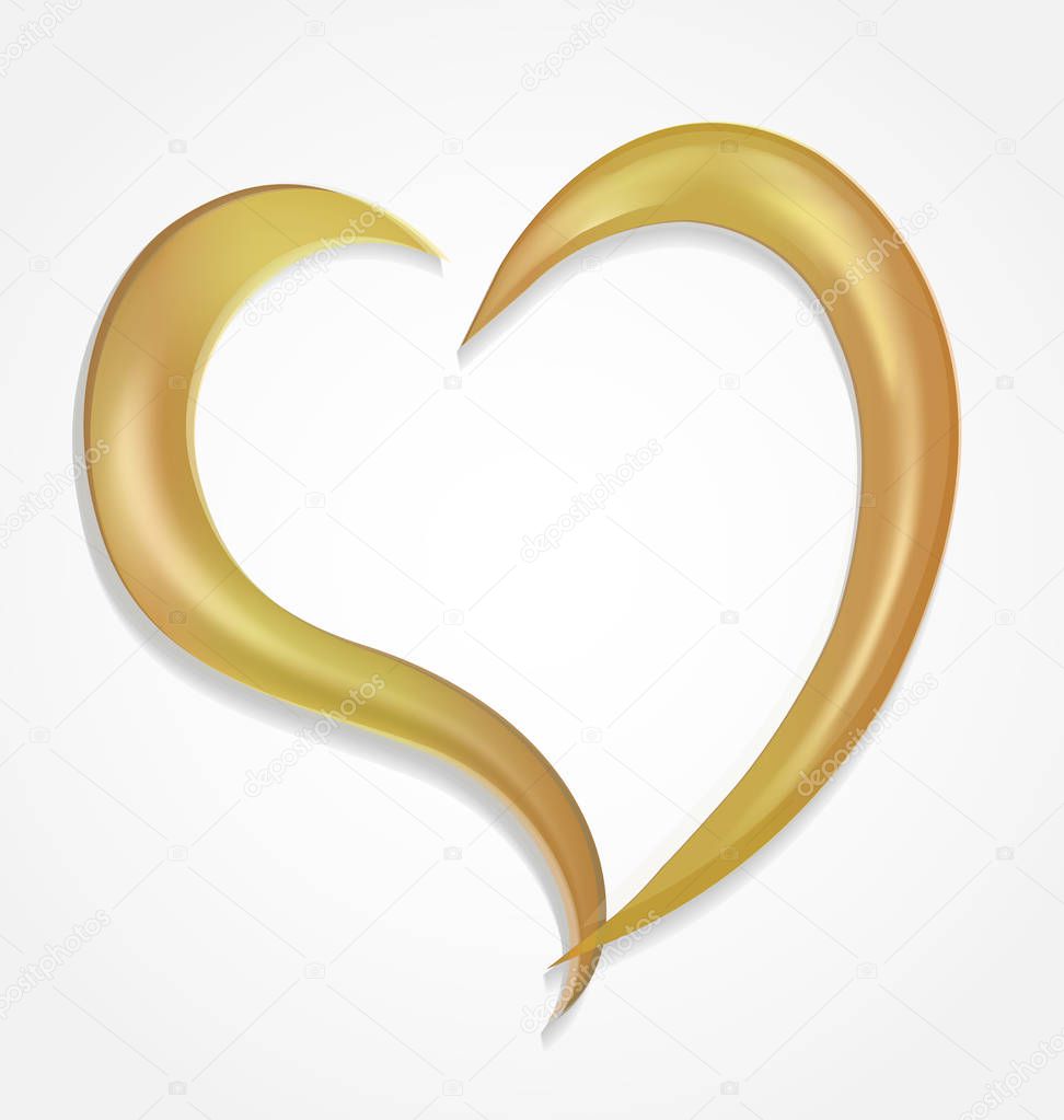Gold heart swirly outline icon
