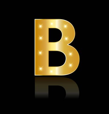 Altın harf B parlak vektör simgesi