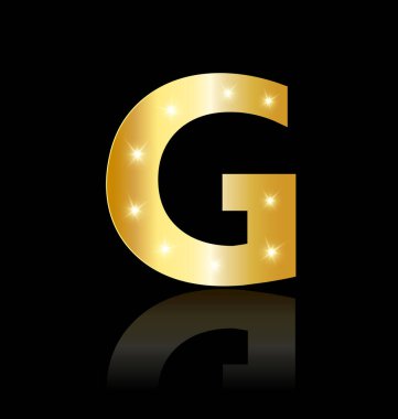 Altın harf G parlak vektör simgesi
