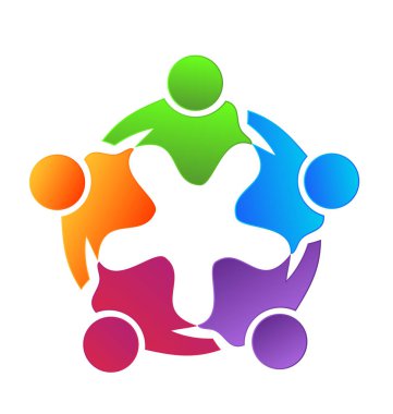 Ekip çalışması insanlar birlikte, oluşturma soyut şekil kutsal kişilerin resmi