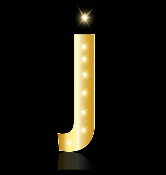 ตัวอักษรทอง J สัญลักษณ์เวกเตอร์ส่องแสง — ภาพเวกเตอร์สต็อก