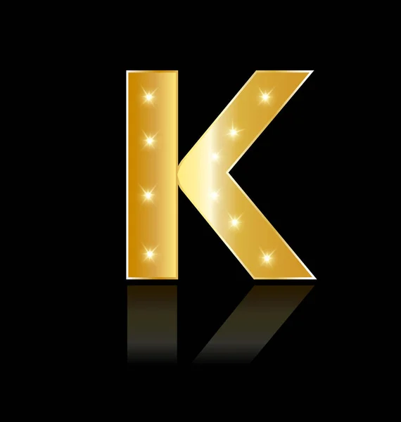 Golden letter K shiny vector symbol — Stock Vector