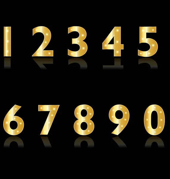 Golden Numbers Set Vector Design Illustration — Stock Vector