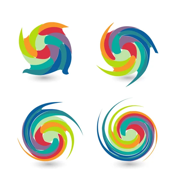 Set warna-warni abstrak secara swirly - Stok Vektor