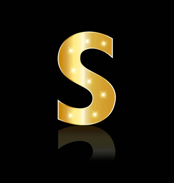 Goldener Buchstabe s glänzendes Vektorsymbol — Stockvektor