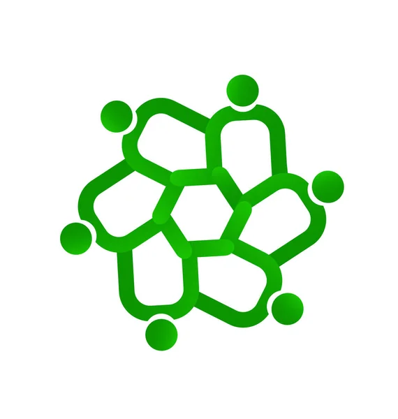 Trabalho em equipa verde. Símbolo do logotipo do vetor —  Vetores de Stock