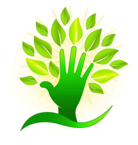 Ícone de mão de árvore abstrato, criando mudança ambiental —  Vetores de Stock