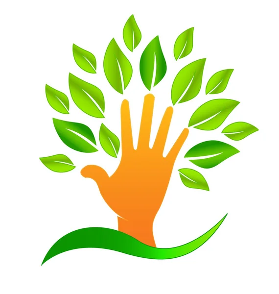 Ícone de mão de árvore abstrato, criando mudança ambiental —  Vetores de Stock