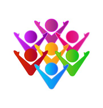 Renkli mutlu takım çalışması başarılı insanlar