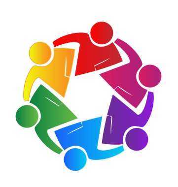 Birlikte çalışan ekip çalışması kişiler. Vektör Logo simge