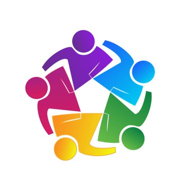 Birlikte çalışan ekip çalışması kişiler. Vektör Logo simge