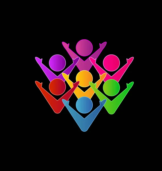 Színes csapatmunka üzleti, társadalmi emberek vektor logo — Stock Vector