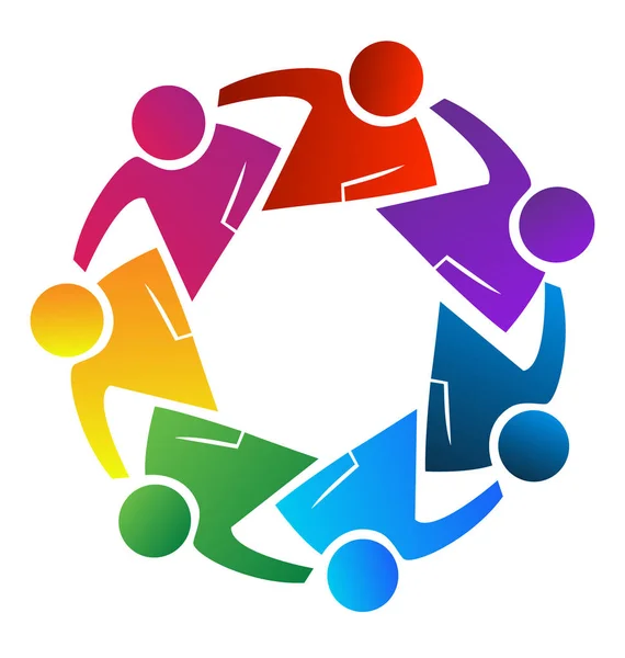 Lagarbete människor som arbetar tillsammans. Vektor Logo Symbol — Stock vektor