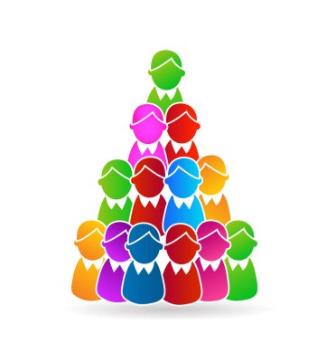 Ağaç Noel insanlar şekli yıldız sembolü vektör simgesi tasarım ile