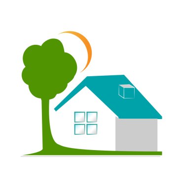 Ağaçlar ve güneş Emlak iş tasarımı