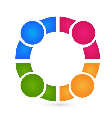 Ekip çalışması daire insan işi, vektör logosu
