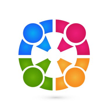 Ekip çalışması daire insan işi, vektör logosu