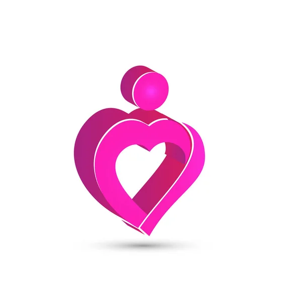 Heart pink people figure. Abstract vector logo — Stock Vector