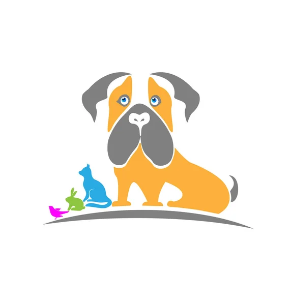 Clinica per animali domestici. Cane, gatto, disegno logo vettoriale — Vettoriale Stock