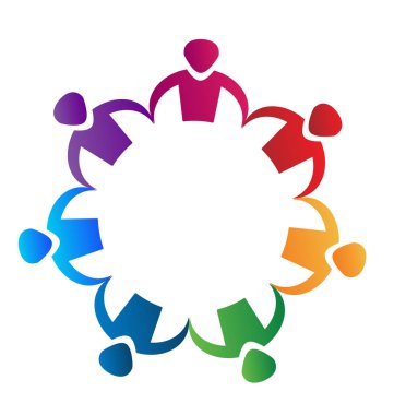 Renkli insanlar ortaklık takım çalışması. Vektör Logo simge