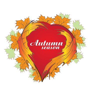Sonbahar sezonu kalp simgesi vektör tasarım yapraklar