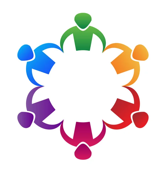 Kerjasama orang-orang berwarna. Simbol Logo Vektor - Stok Vektor