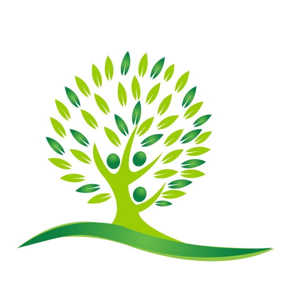 グリーン ツリー、平和と統一のロゴのベクトル — ストックベクタ