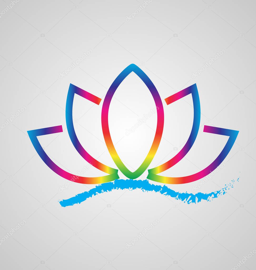 Lotus flower on water icon logo design