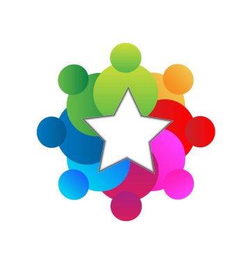 Ekip çalışması yıldız eğitim kavramı vektör logosu