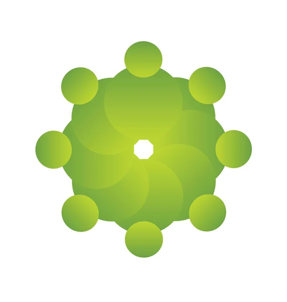 Icono verde orgánico de trabajo en equipo — Vector de stock