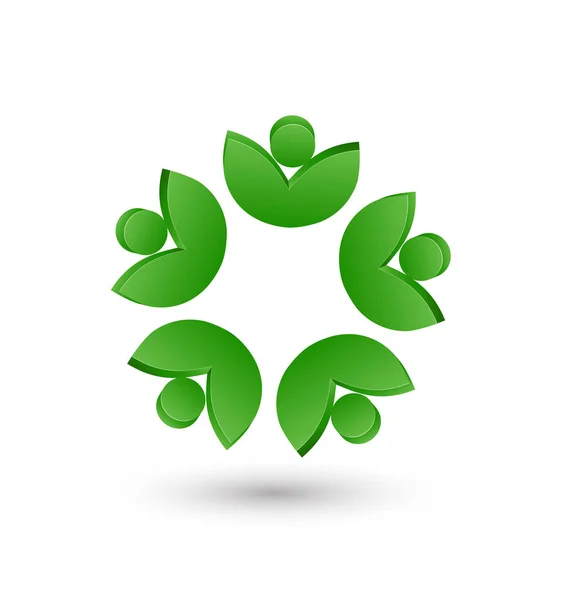 Vektor csapatmunka a levelek szimbolikus design ikon — Stock Vector