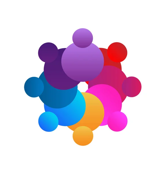 Comunità di lavoro di squadra persone in colori vivaci logo — Vettoriale Stock