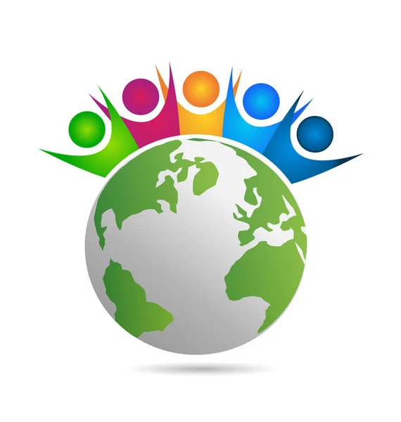 Unity världen folk vektor logo — Stock vektor