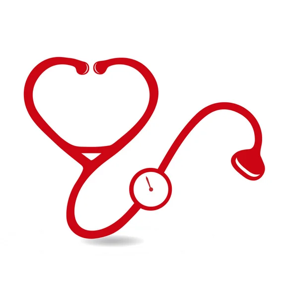 Red stethoscope health icon vector logo — Stock Vector