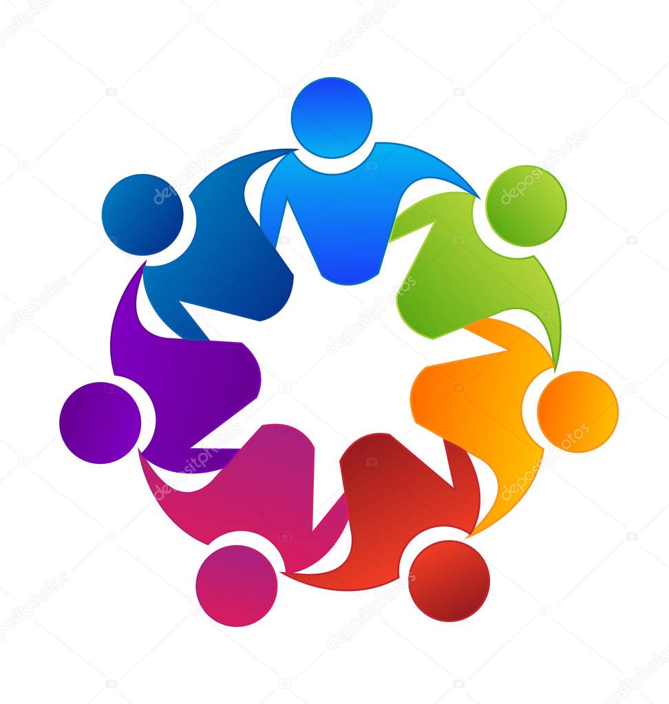 Teamwork group building and unity, vector logo